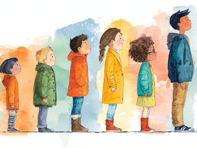 Šestoro dece na slici kao prikaz rasta i razvoja u određenom dobu uzrasta